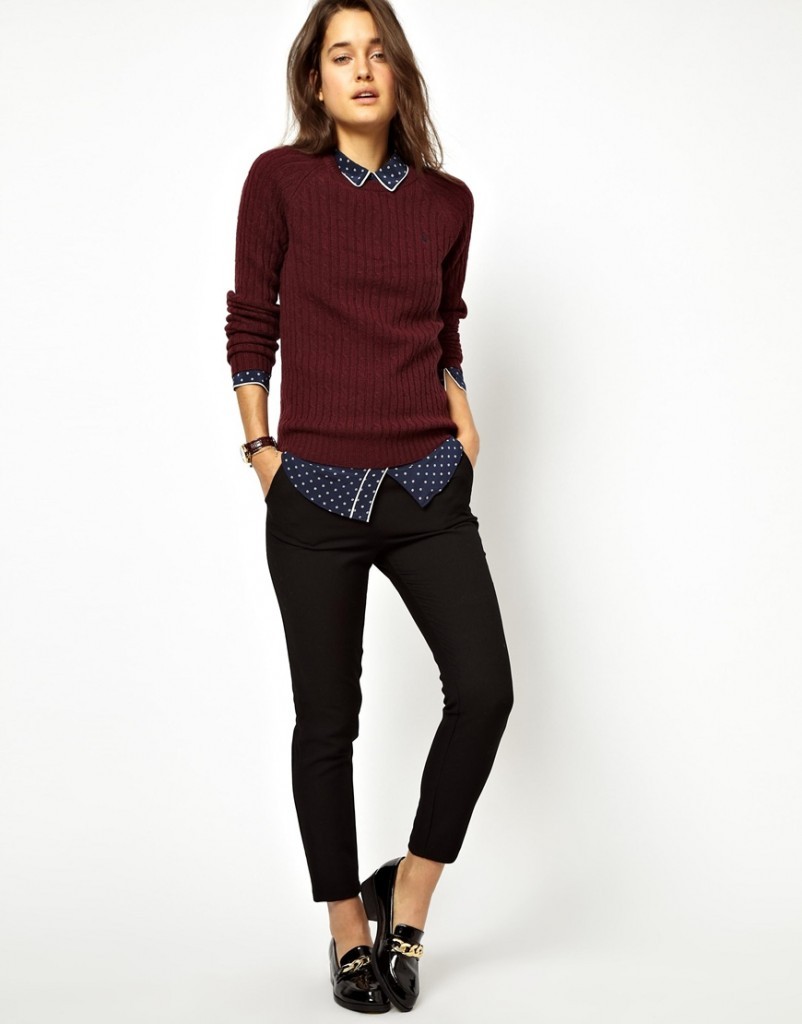 Вишневый цвет в одежде фото - бордовый свитер